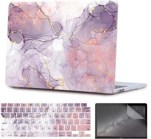 Compatible with 2022-2025 MacBook Air 13 Inch Case with Touch ID, ( Model No. A2681 A3113 ), Smooth Classic Braided Pattern Hard Shell Case with Keyboard Cover & Screen Protector, White. in Kuwait