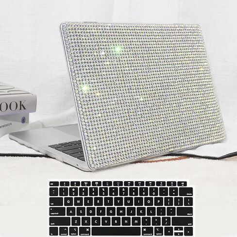 Compatible with 2022-2025 MacBook Air 13 Inch Case with Touch ID, ( Model No. A2681 A3113 ), Smooth Classic Braided Pattern Hard Shell Case with Keyboard Cover & Screen Protector, White. in Kuwait