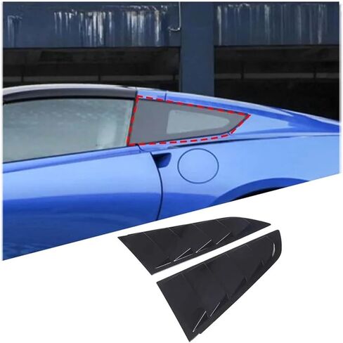 متوافق مع Corvette C7 2014-2019 ABS نافذة السيارة الخلفية مثلث أعمى منحرف الهواء عاكس التصحيح الزخرفية الملحقات الخارجية للسيارة (مظهر الكربون) in Kuwait