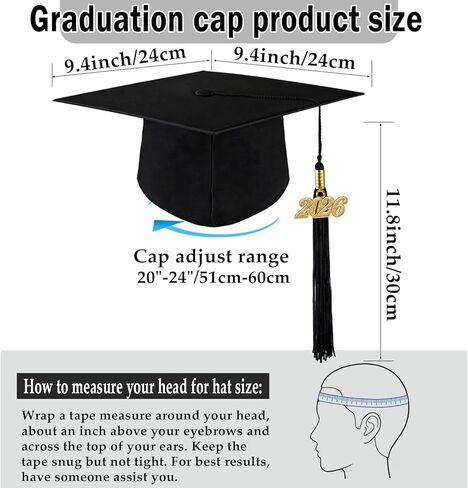 Graduation Cap, White Stole & Graduation Card Set - Adjustable Cap with 2026 Tassel for High School & Bachelor in Saudi Arabia