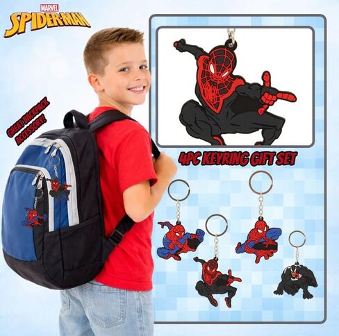 Marvel Spiderman Keychain Set - 4 Pack Keyring Bag Charm Superhero Character Gifts for Boys and Girls Backpack Accessories in Saudi Arabia