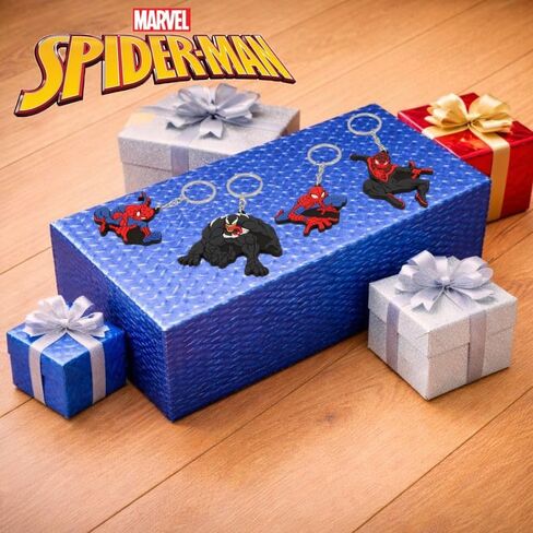 Marvel Spiderman Keychain Set - 4 Pack Keyring Bag Charm Superhero Character Gifts for Boys and Girls Backpack Accessories in Saudi Arabia