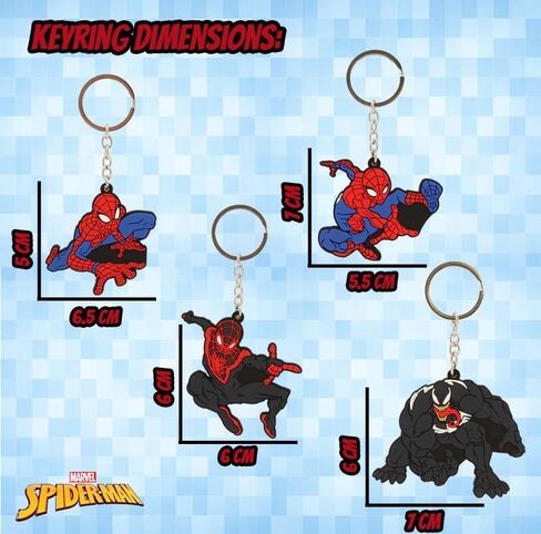 Marvel Spiderman Keychain Set - 4 Pack Keyring Bag Charm Superhero Character Gifts for Boys and Girls Backpack Accessories in Saudi Arabia