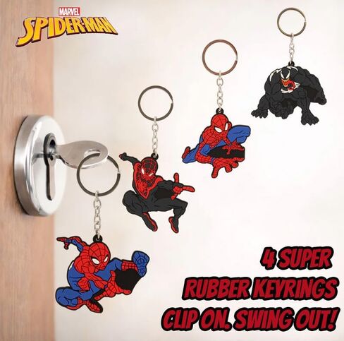 Marvel Spiderman Keychain Set - 4 Pack Keyring Bag Charm Superhero Character Gifts for Boys and Girls Backpack Accessories in Saudi Arabia