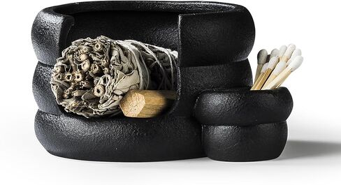 Ceramic Smudge Bowl, Sage Holder for Burning, Smudging Burn Bowl for Sage, Palo Santo Wood, Form for Candles, Candle Container, Smudge, Decorative and Incense Burner (Pearl White) in Kuwait