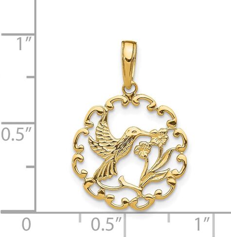 FJC Finejewelers 14k Yellow Gold Hummingbird with Flower in Frame Charm in Saudi Arabia