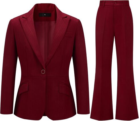 2 Piece Women Pants Suit Office Lady Pin Striped Business Formal Set Pinstripe Blazer Jacket Bootcut Pants Work Outfits in Saudi Arabia