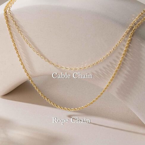 قلادات ذهبية عيار 14 قيراط للنساء سلسلة ذهبية عصرية عيار 14 قيراط للنساء قلادات ذات طبقات للسيدات سلاسل لامعة وأنيقة وقلادة نسائية 18 بوصة + 4 سم in Kuwait