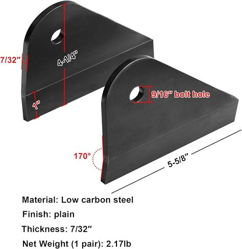 2 Pairs Weld‑On Chassis Link Tabs for 1.75" Round Tube, 9/16″ Hole, 7/32"  Thick in Saudi Arabia