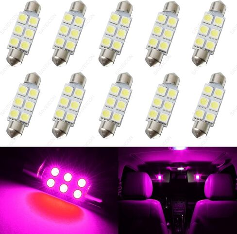 39MM 6-SMD 5050 اكليل قبة خريطة الداخلية LED مصابيح كهربائية مصباح ل C5W DE3425 6411 6423 (10 قطع) (أزرق) in Kuwait