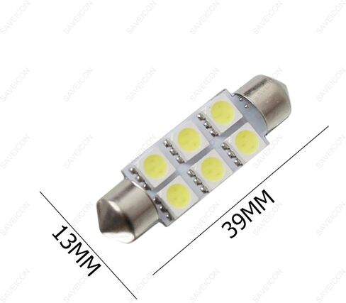 39MM 6-SMD 5050 اكليل قبة خريطة الداخلية LED مصابيح كهربائية مصباح ل C5W DE3425 6411 6423 (10 قطع) (أزرق) in Kuwait