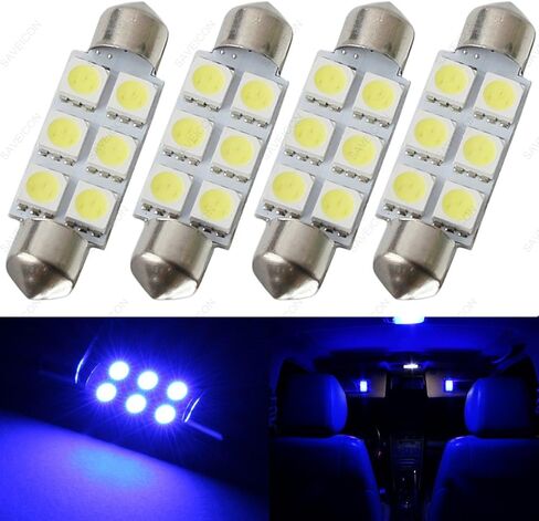 39MM 6-SMD 5050 اكليل قبة خريطة الداخلية LED مصابيح كهربائية مصباح ل C5W DE3425 6411 6423 (10 قطع) (أزرق) in Kuwait
