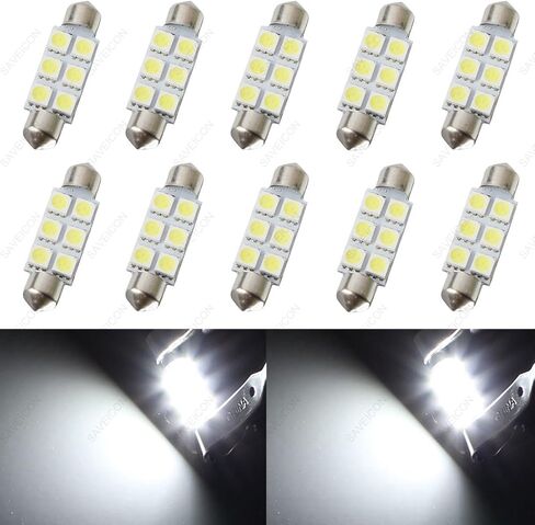 39MM 6-SMD 5050 اكليل قبة خريطة الداخلية LED مصابيح كهربائية مصباح ل C5W DE3425 6411 6423 (10 قطع) (أزرق) in Kuwait