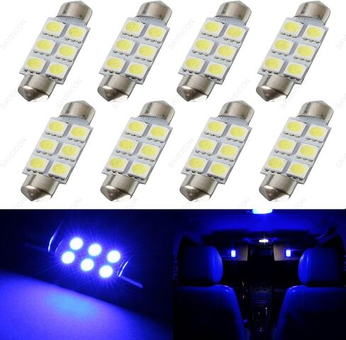 39MM 6-SMD 5050 اكليل قبة خريطة الداخلية LED مصابيح كهربائية مصباح ل C5W DE3425 6411 6423 (10 قطع) (أزرق) in Kuwait