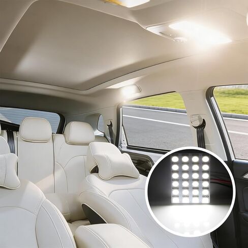 5-Pack 5050 24SMD LED Panel Dome Light, 12V Vehicle Reading Plate Lamp with T10 Adapter BA9S Festoon Adapter, Automotive Interior Roof Ceiling Wired Lamp, Universal Fit (White) in Saudi Arabia