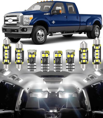 استبدال ضوء LED الداخلي للسيارة BMT xms لسيارة Ford F250 F350 Super Duty 1999-2016، حزمة مصابيح إضاءة داخلية فائقة السطوع 6000K، 15 قطعة in Saudi Arabia
