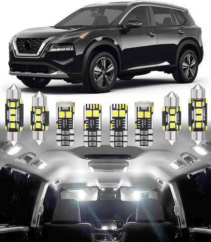 استبدال ضوء LED الداخلي للسيارة BMT xms لسيارة Nissan Rogue 2021-2024,6000K حزمة لمبات الإضاءة الداخلية فائقة السطوع، 9 قطع in Kuwait