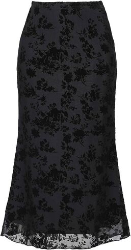 Allegra K Mesh Fishtail Skirt for Women Floral High Waist 2025 Fall Winter Bodycon Y2K Witchy Midi Skirts in Saudi Arabia