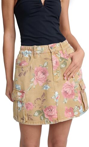 تنورة SCOFEEL للسيدات بطبعة زهور Y2K تنورة قصيرة من قماش الدنيم بخصر مطاطي كاجوال 2026 تنانير جينز مع جيوب بقلاب in Kuwait