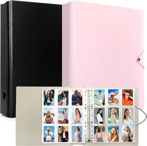 Hacaroa 2 Pack Photocard Binder 4 Rings with 50 Pages 450 Pockets, 2x3" Kpop Photo Card Holder Book A4 Binder, One Sided Card Sleeves Photo Album for Post Cards, Cards Collectors, 2 Colors in Saudi Arabia
