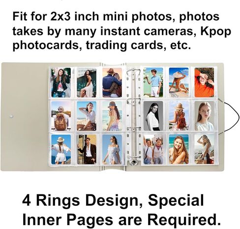 Hacaroa 2 Pack Photocard Binder 4 Rings with 50 Pages 450 Pockets, 2x3" Kpop Photo Card Holder Book A4 Binder, One Sided Card Sleeves Photo Album for Post Cards, Cards Collectors, 2 Colors in Saudi Arabia