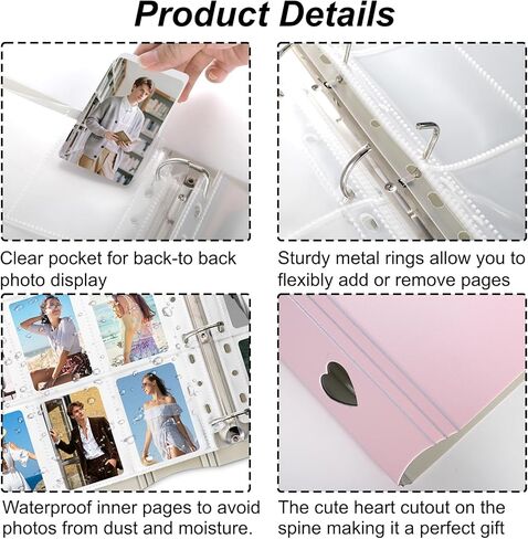 Hacaroa 2 Pack Photocard Binder 4 Rings with 50 Pages 450 Pockets, 2x3" Kpop Photo Card Holder Book A4 Binder, One Sided Card Sleeves Photo Album for Post Cards, Cards Collectors, 2 Colors in Saudi Arabia