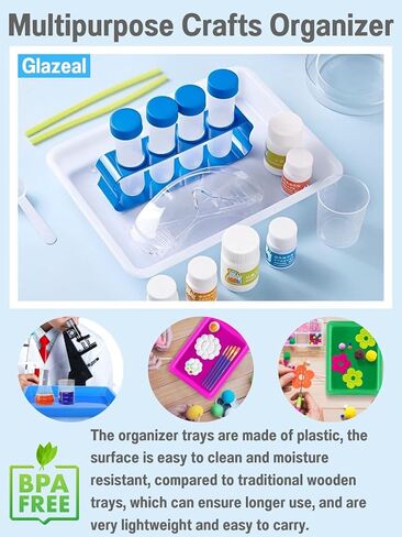 8 Pack Plastic Art Trays 10.9'' x 8.3'' x 1.2'', 8 Colors Activity Crafts Tray Serving Tray Organizer Tray for Kids School Classroom DIY Projects, Painting, Jewelry, Beads, Home Organizing Supply in Kuwait
