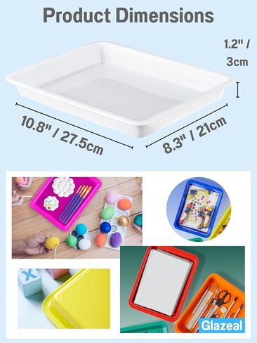 8 Pack Plastic Art Trays 10.9'' x 8.3'' x 1.2'', 8 Colors Activity Crafts Tray Serving Tray Organizer Tray for Kids School Classroom DIY Projects, Painting, Jewelry, Beads, Home Organizing Supply in Kuwait