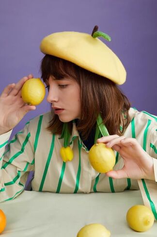 اليابان لوليتا خمر مضحك الضفدع قبعة قبعة قبعة للنساء الرسام الأخضر هدية (قبعة الليمون) in Kuwait