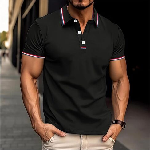 Men's Polo Shirt Summer Short Sleeve Golf Shirts Office Casual Stylish Athletic Pullover Tops in Saudi Arabia