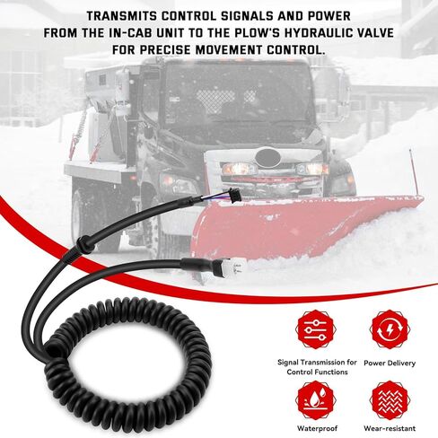 Jerbor 4-Pin Snow Plow Controller Cord Fit for Western Fisher Fleet Flex, 9-Button Handheld Controller Replacement Cable, Replaces #96464 in Saudi Arabia