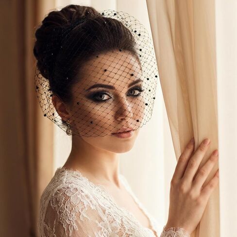 cobee Black Mesh Veil Headband 1920s, Headpiece Birdcage Veil, black vintage pearl Bridal Wedding Tea Party Fascinator for Women in Saudi Arabia