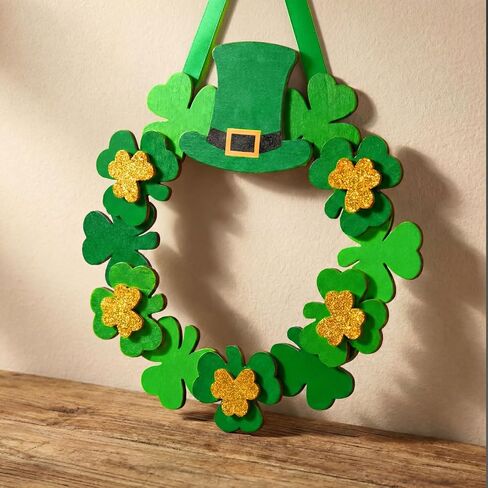 St Patrick's Day Decoration Artificial Wood Wreath Decor Decorations for Home Spring St Patrick's Day Wreaths Hanging Garland for Outdoor Garden Front Door Wall Farmhouse (Fresh Style) in Kuwait