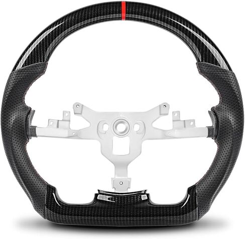 Carbon Fiber Style Steering Wheel for Chevy Corvette C6 2006-2011 Z06 Grand Sport ZR1, Red Stripe Red Stitching, Hydro-Dip High Gloss Flat Bottom, Interior Replacement Thicker Grip in Kuwait