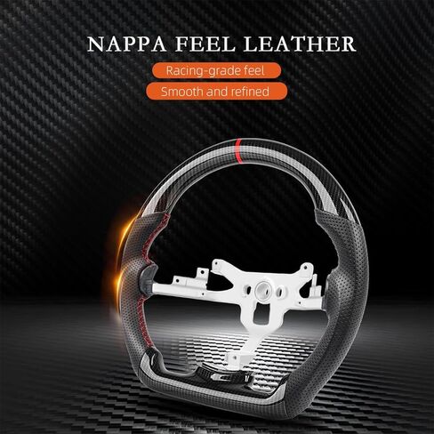 Carbon Fiber Style Steering Wheel for Chevy Corvette C6 2006-2011 Z06 Grand Sport ZR1, Red Stripe Red Stitching, Hydro-Dip High Gloss Flat Bottom, Interior Replacement Thicker Grip in Kuwait