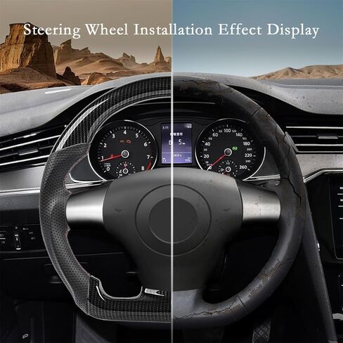 Carbon Fiber Style Steering Wheel for Chevy Corvette C6 2006-2011 Z06 Grand Sport ZR1, Red Stripe Red Stitching, Hydro-Dip High Gloss Flat Bottom, Interior Replacement Thicker Grip in Kuwait