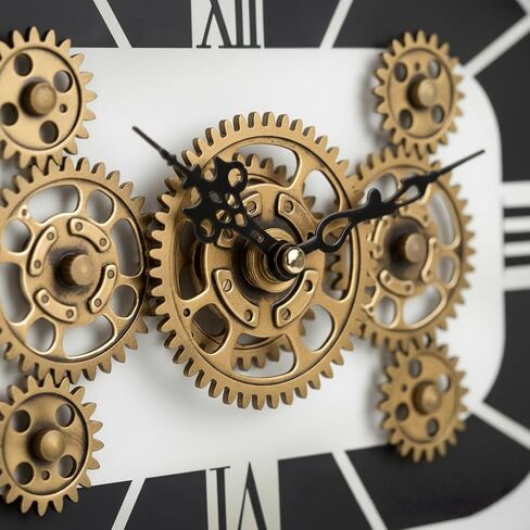 ساعة رف عتيقة مع تروس متحركة حقيقية، ساعة طاولة ريترو، ديكور معدات صناعية Steampunk لغرفة المعيشة، رف، رف، مكتب، هدية للرجال، الزوج، 12 × 3.7 × 9.8 بوصة in Saudi Arabia