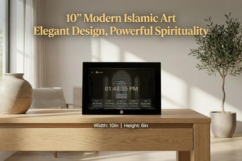 ساعة أذان مقاس 10 بوصات مع واي فاي للمنزل في الولايات المتحدة الأمريكية - الفن الإسلامي الحديث مع الأذكار والأدعية، دقة صلاة الجيران، ساعة أذان للصلاة مع الصوت، ضمان لمدة عامين in Saudi Arabia