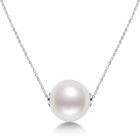 18K Gold Pearl Pendant Necklaces Freshwater Cultured Single Pearl with Sterling Silver Chain Gifts for Women Wife Mom in Saudi Arabia