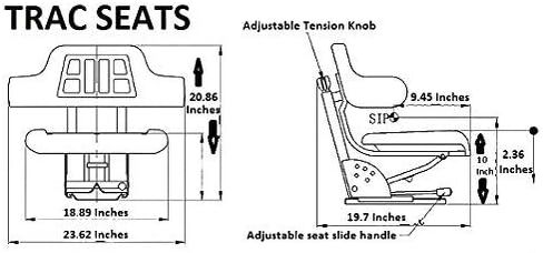 TRAC SEATS BLACK WAFFLE STYLE UNIVERSAL TRACTOR SUSPENSION SEAT WITH TILT FITS FORD/NEW HOLLAND 2000 2310 2600 2610 2810 2910 (SAME DAY SHIPPING - Delivers in 1-4 Business days) in Kuwait