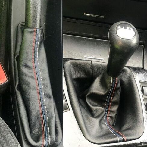 غطاء مقبض ناقل حركة السيارة + غطاء جلدي يدوي لفرامل اليد لسيارة BMW 3 Series E30 E34 E36 E46 E46 M3 Z3، ملحقات غطاء حذاء ناقل الحركة التلقائي in Saudi Arabia