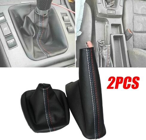 غطاء مقبض ناقل حركة السيارة + غطاء جلدي يدوي لفرامل اليد لسيارة BMW 3 Series E30 E34 E36 E46 E46 M3 Z3، ملحقات غطاء حذاء ناقل الحركة التلقائي in Saudi Arabia