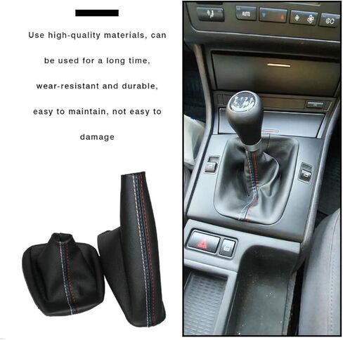 غطاء مقبض ناقل حركة السيارة + غطاء جلدي يدوي لفرامل اليد لسيارة BMW 3 Series E30 E34 E36 E46 E46 M3 Z3، ملحقات غطاء حذاء ناقل الحركة التلقائي in Saudi Arabia