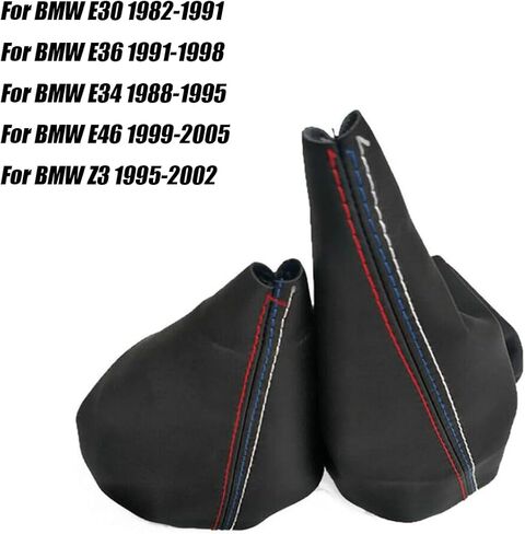 غطاء مقبض ناقل حركة السيارة + غطاء جلدي يدوي لفرامل اليد لسيارة BMW 3 Series E30 E34 E36 E46 E46 M3 Z3، ملحقات غطاء حذاء ناقل الحركة التلقائي in Saudi Arabia