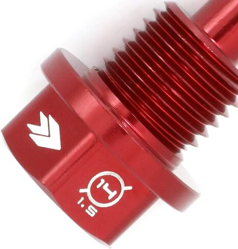 NRG Innovations Magnetic Oil Drain Plug, M14 X 1.5 Thread Size Engine Oil Drain Nut w/Washer, Red, T-6061 Aluminum w/Stainless Steel Internal Magnet, NRG-NOP-100RD in Saudi Arabia