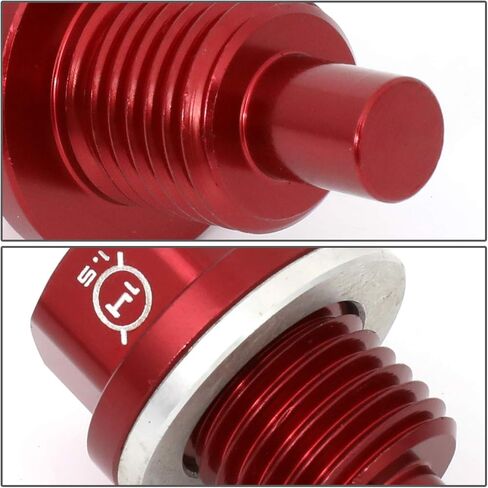 NRG Innovations Magnetic Oil Drain Plug, M14 X 1.5 Thread Size Engine Oil Drain Nut w/Washer, Red, T-6061 Aluminum w/Stainless Steel Internal Magnet, NRG-NOP-100RD in Saudi Arabia
