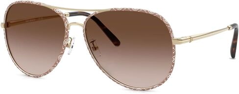 Tory Burch TY 6114 336013 Light Gold Metal Pilot Sunglasses Brown Gradient Lens in Saudi Arabia