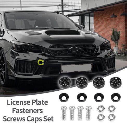 Car License Plate Fasteners Screws Caps Covers Black Universal Rhinestone License Plate Bolt Cap Plastic Washer in Saudi Arabia