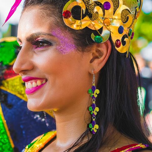 أقراط ماردي غرا، أقراط ترتر فلور دي ليز إكسسوارات ماردي غرا لكرنفال الدهون الثلاثاء مجوهرات نسائية in Kuwait