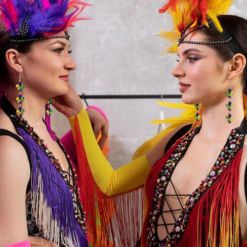 أقراط ماردي غرا، أقراط ترتر فلور دي ليز إكسسوارات ماردي غرا لكرنفال الدهون الثلاثاء مجوهرات نسائية in Kuwait